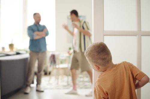 Child watching parents fighting - concept for Parenting time interference